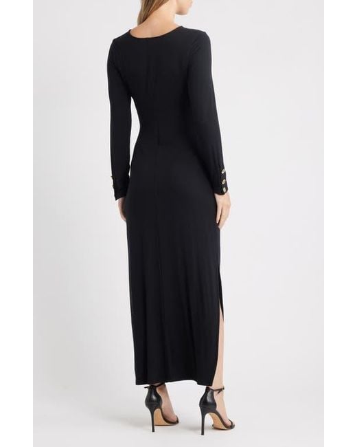 Lilly Pulitzer Black Alessani Twist Front Long Sleeve Maxi Dress
