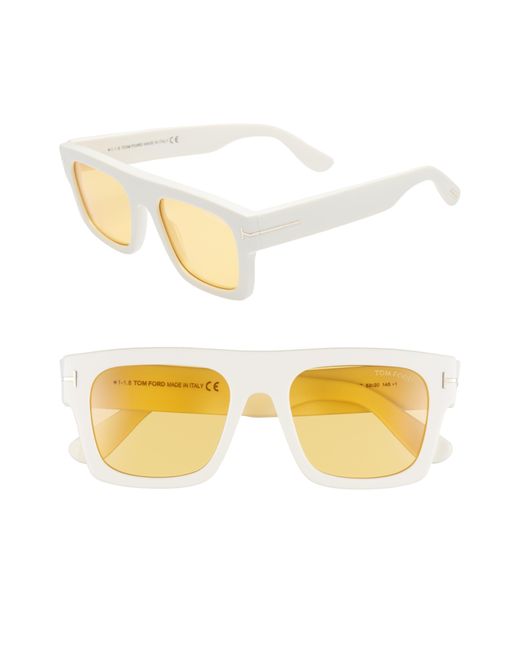 Tom Ford Yellow Fausto 53mm Flat Top Sunglasses