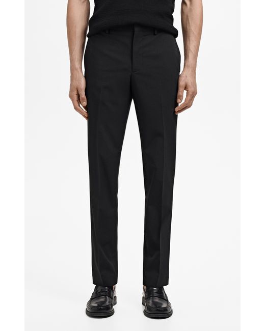 Mango Black Slim Fit Flat Front Pants for men