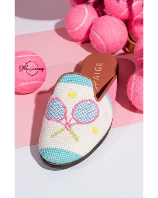 PAIGE White Needlepoint Mule
