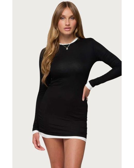 Edikted Norah Long Sleeve Minidress in Black | Lyst