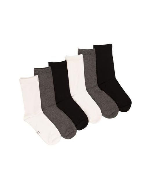 Felina Black Assorted 6-Pack Soft Crew Socks