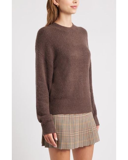 Open Edit Brown Cozy Crewneck Sweater