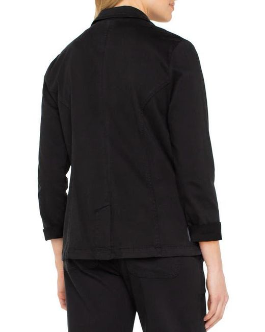 Liverpool Los Angeles Black Fitted Open Front Twill Blazer