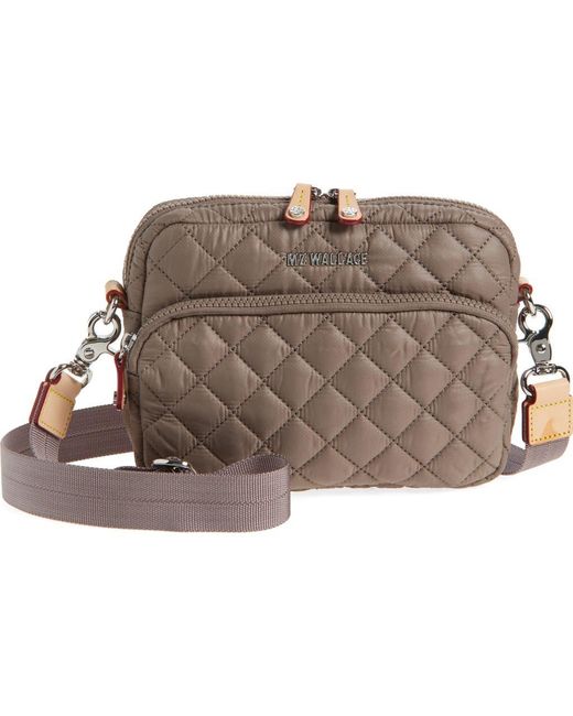 MZ Wallace Brown Small Metro Quilted Nylon Camera Bag