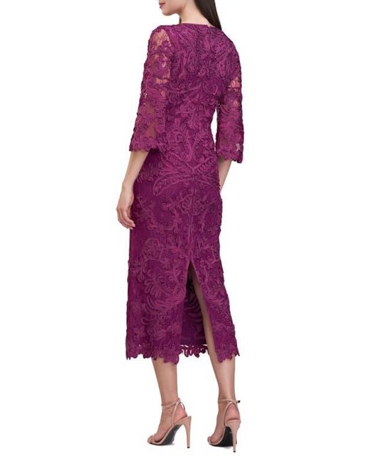 JS Collections Purple Perla Soutache Sheath Dress