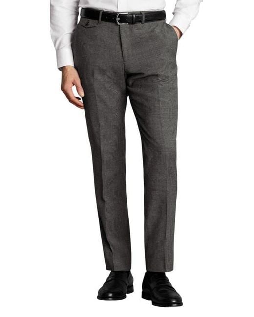Charles Tyrwhitt Gray Stretch Wool Trousers for men