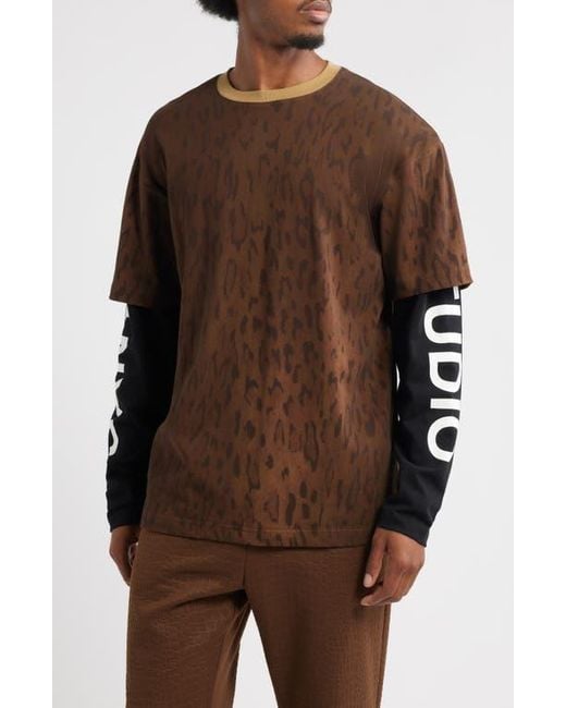 Saint Studio Brown Preda Layered Look T-Shirt for men
