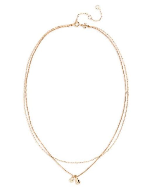 Tory Burch White Good Luck Chain Layered Necklace