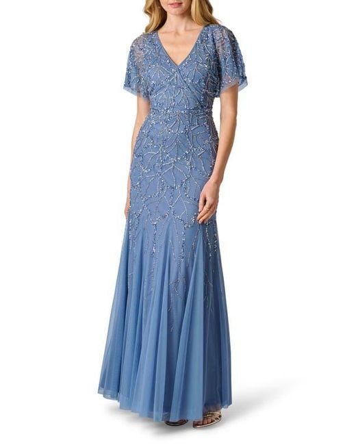 adrianna papell french blue dress Adrianna Papell AP1E201359 Long Formal Evening Dress