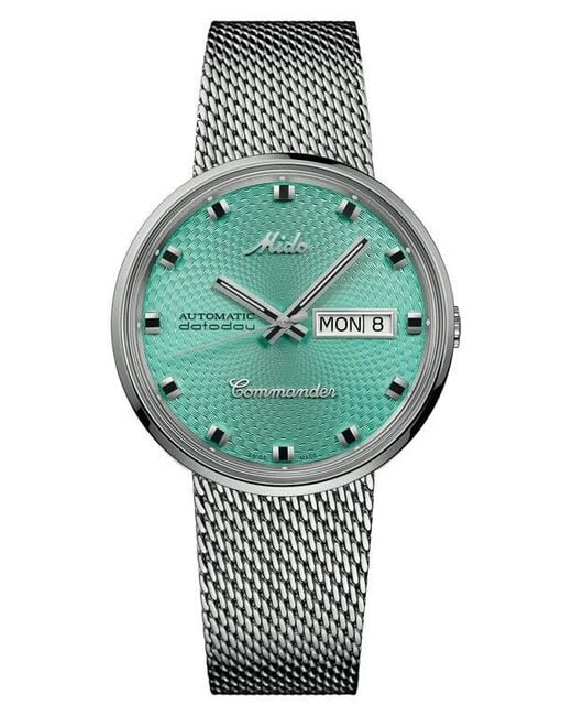 MIDO Gray Commander 1959 Automatic Mesh Strap Watch, 37Mm
