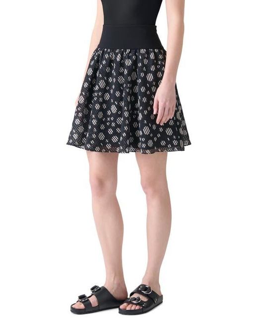 Akris Punto Black Circle Print Burnout Stripe Flared Skirt