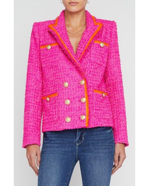 L'Agence Alectra Double Breasted Tweed Jacket in Pink | Lyst