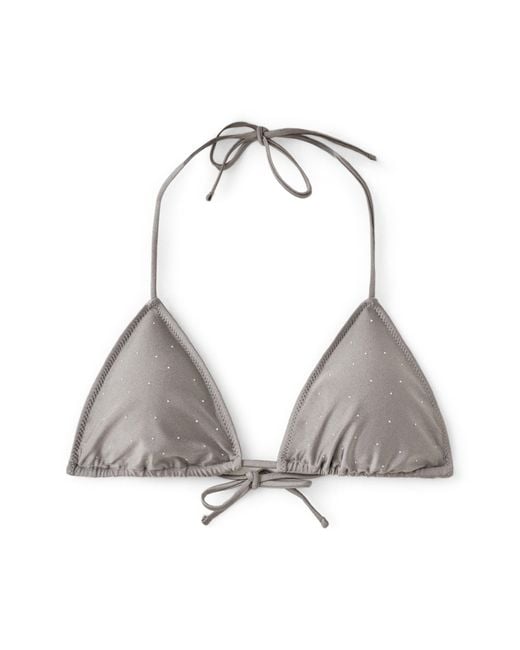 Mango Gray Rhinestone Triangle Bikini Top