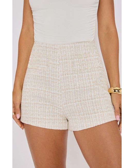Vici Collection White Paige High Waist Tweed Shorts