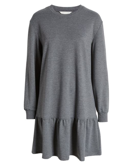 Caslon Gray Caslon(r) Long Sleeve Drop Waist Sweatshirt Dress