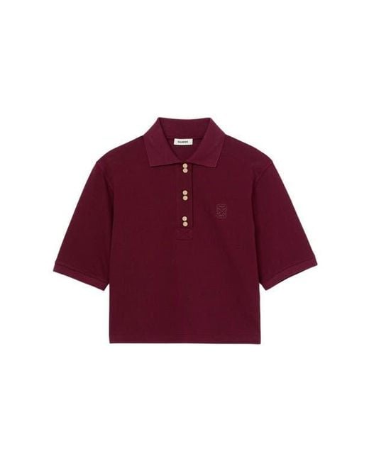 Sandro Red Polo Shirt With Decorative Buttons