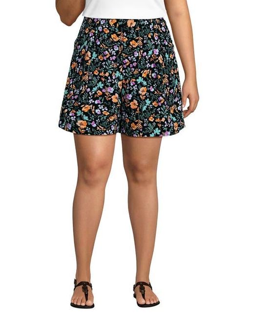 Lands' End Black Creaseless High Rise 7 Shorts