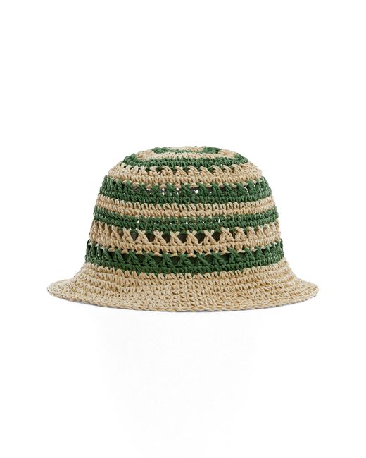 Mango Green Stripe Straw Bucket Hat