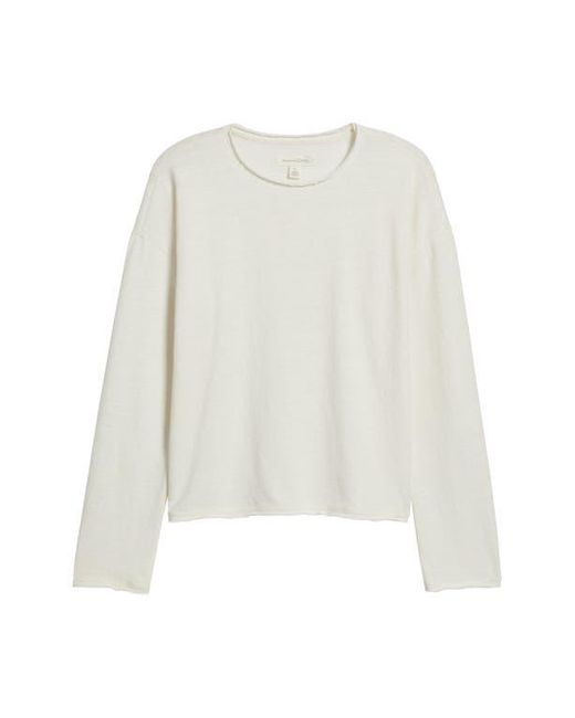 Treasure & Bond Multicolor Roll Crewneck Boxy Long Sleeve Cotton Blend Top