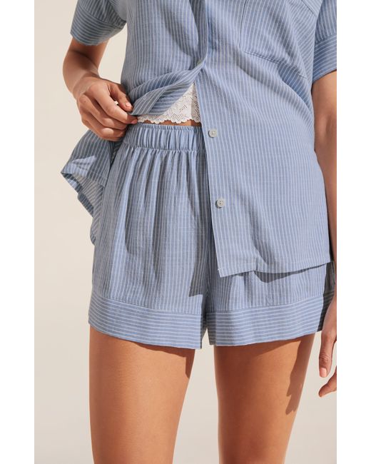 Eberjey Blue Nautico Stripe Short Sleeve Shirt & Shorts Pajamas