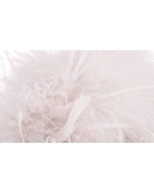 Nina White Bev Ankle Strap Faux Feather Sandal