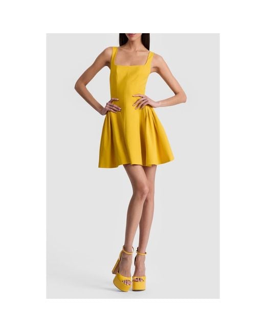 Alice + Olivia Yellow Vera Fit & Flare Minidress