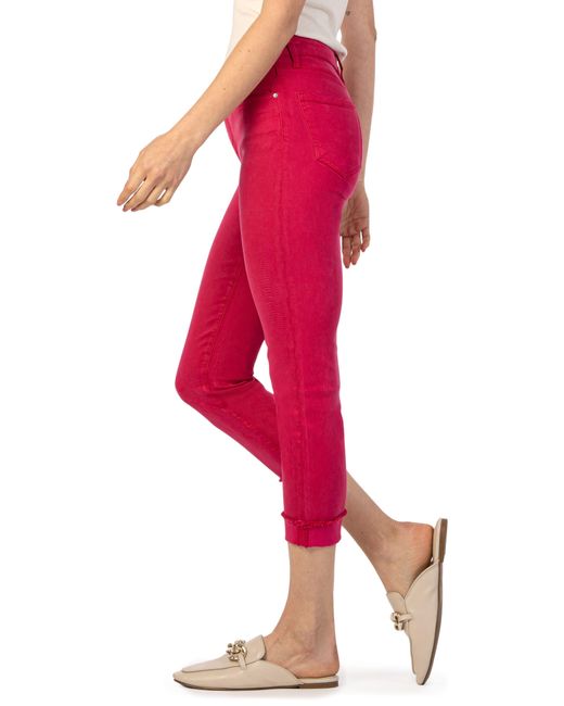 Kut From The Kloth Red Amy Fray Hem Crop Skinny Jeans