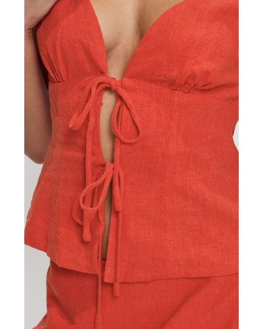 Princess Polly Red Wilhelmina Tie Front Shirt