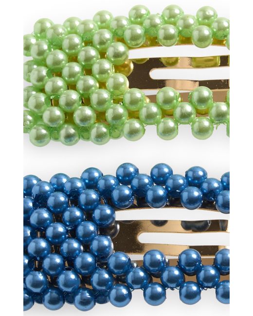BP. Green 2-pack Assorted Beaded Hair Clips