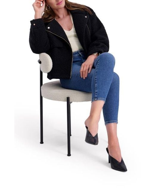 Kensie Black Bouclé Moto Jacket