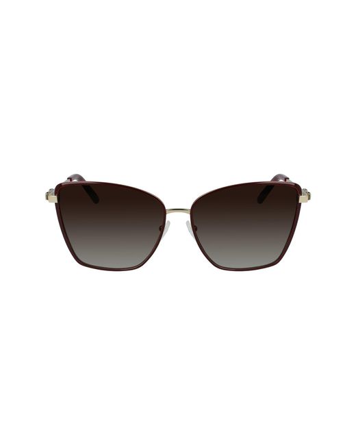 Ferragamo Brown Vara 59Mm Rectangular Sunglasses
