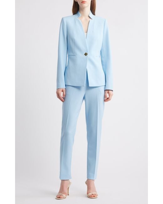 Tahari Blue Notch Neck One-Button Jacket