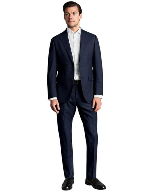 Charles Tyrwhitt Blue Slim Fit End On End Ultimate Performance Suit Jacket for men