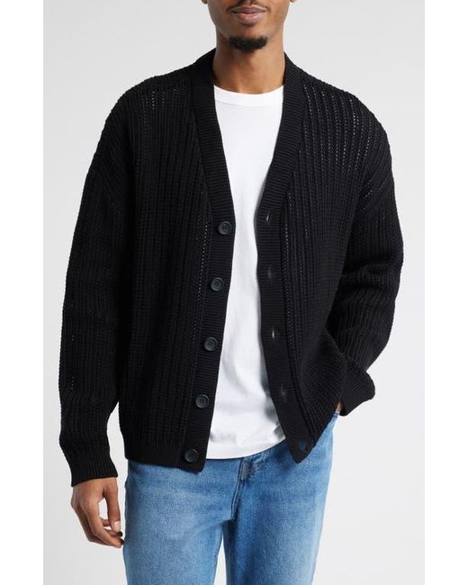 BP. Black Open Stitch Cardigan for men