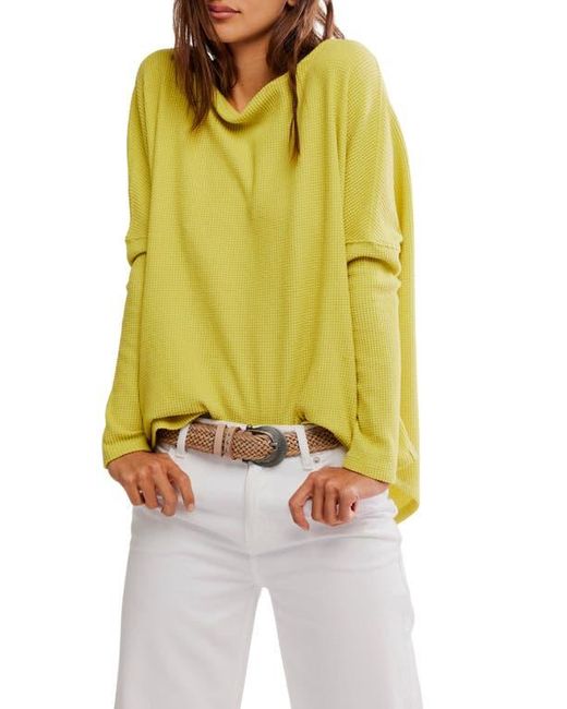 Free People Yellow Latte Oversize Thermal Top