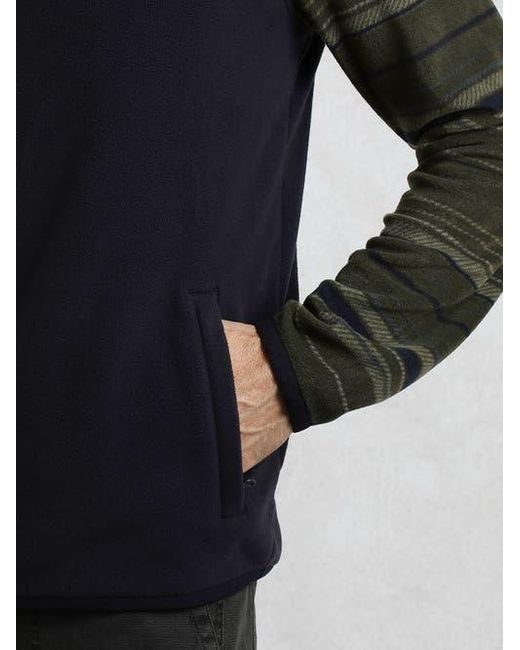 Weird Fish Black Gilbert 1/4 Zip Striped Microfleece for men