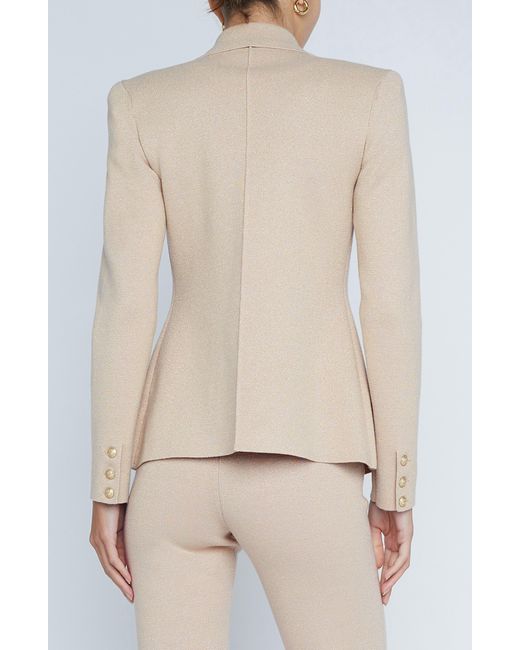 L'Agence Natural Kenzie Metallic Double Breasted Knit Blazer