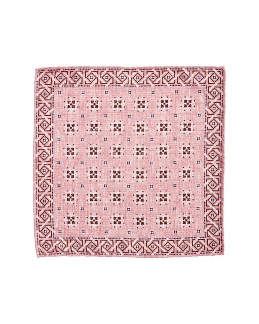 Edward Armah Pink Neat & Houndstooth Prints Reversible Silk Pocket Square for men