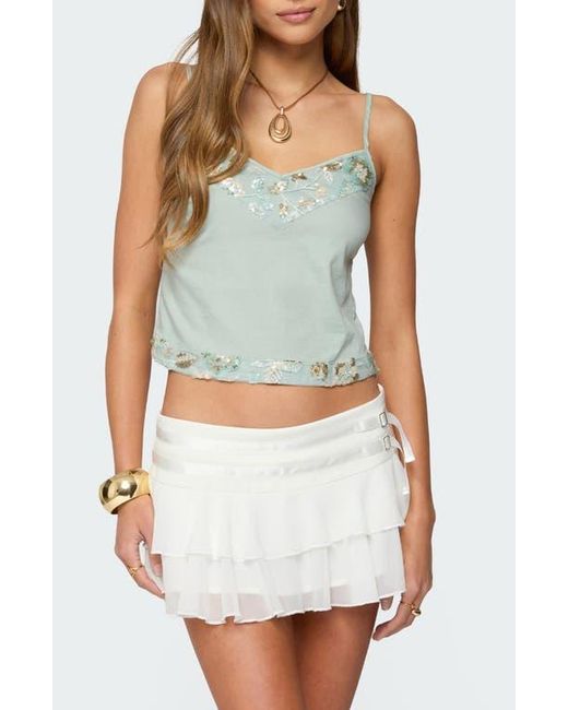 Edikted Blue Sequin Beaded Camisole