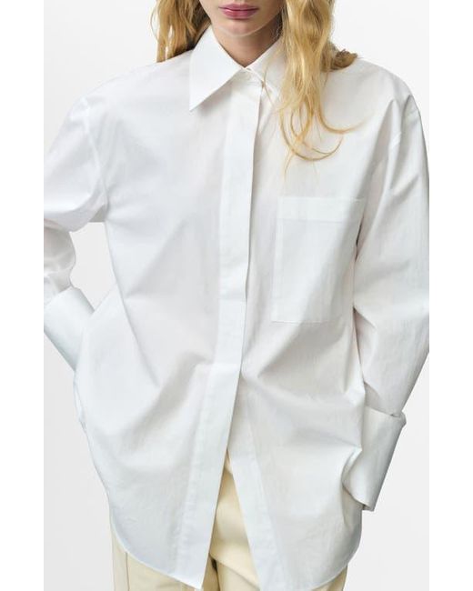 Mango Gray Oversize Poplin Button-Up Shirt