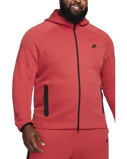mens red nike tech fleece hoodie
