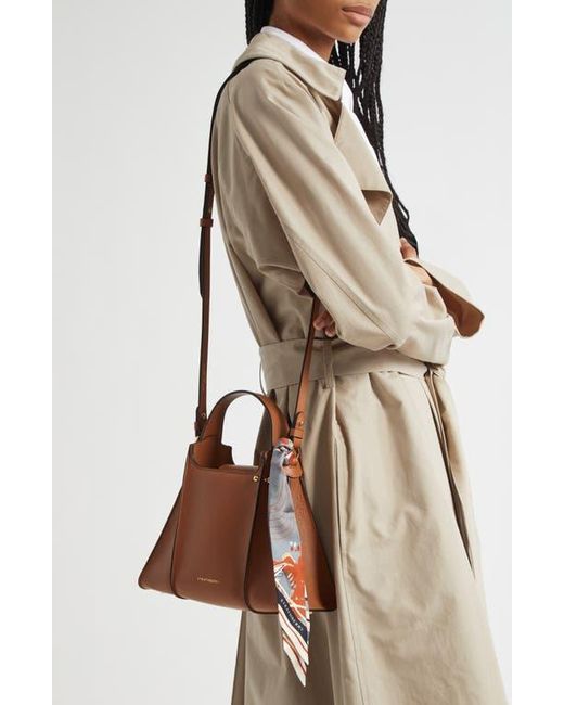 Strathberry Brown Arkshell Top Handle Leather Bag