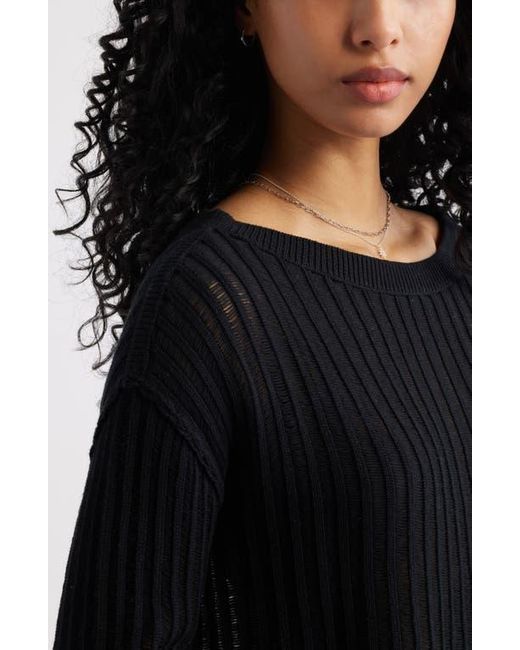 BP. Black Open Stitch Crop Sweater