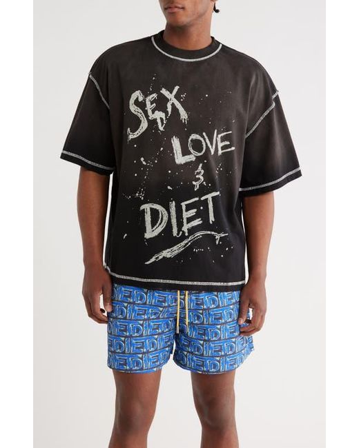 DIET STARTS MONDAY Black Splatter Cotton Graphic T-Shirt for men