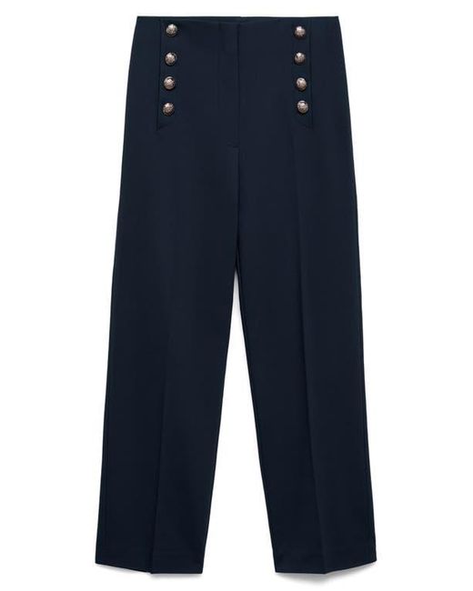 Mango Blue Button Straight Leg Pants