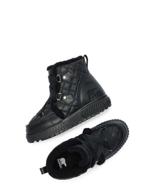 Sorel Black One Ave Alpine Genuine Shearling Trim Waterproof Boot