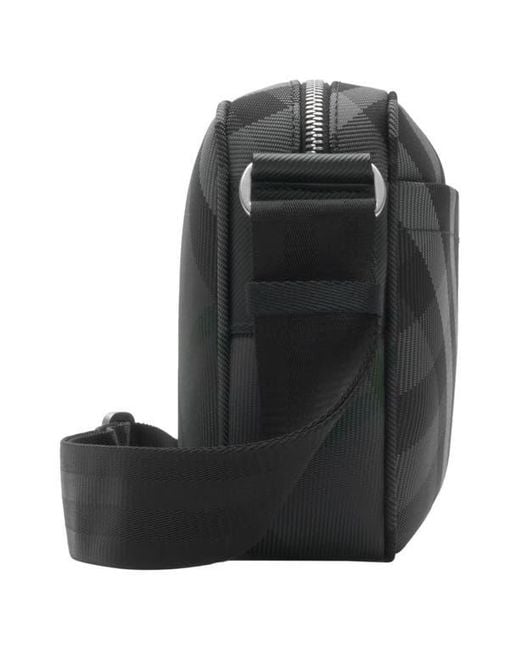 Burberry Black Grid Check Woven Crossbody Bag for men
