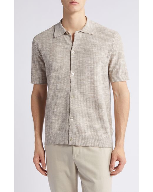 NN07 Natural Nolan 6577 Knit Short Sleeve Button-up Shirt for men