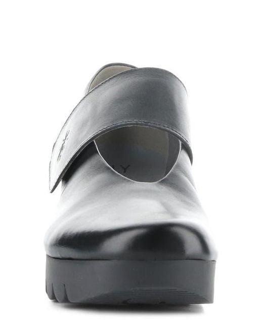 Fly London Black Vari Mary Jane Platform Wedge Pump